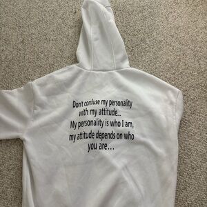 SHEIN White Attitude Quote Hoodie